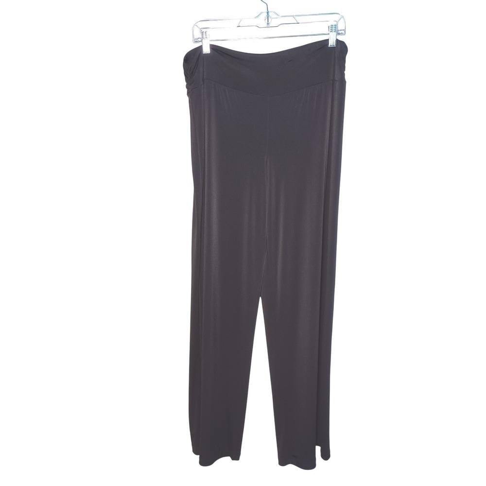 AB Studio Women's Black Polyester Spandex Elastic Waist 90s Wide Leg Pants Sz XL
